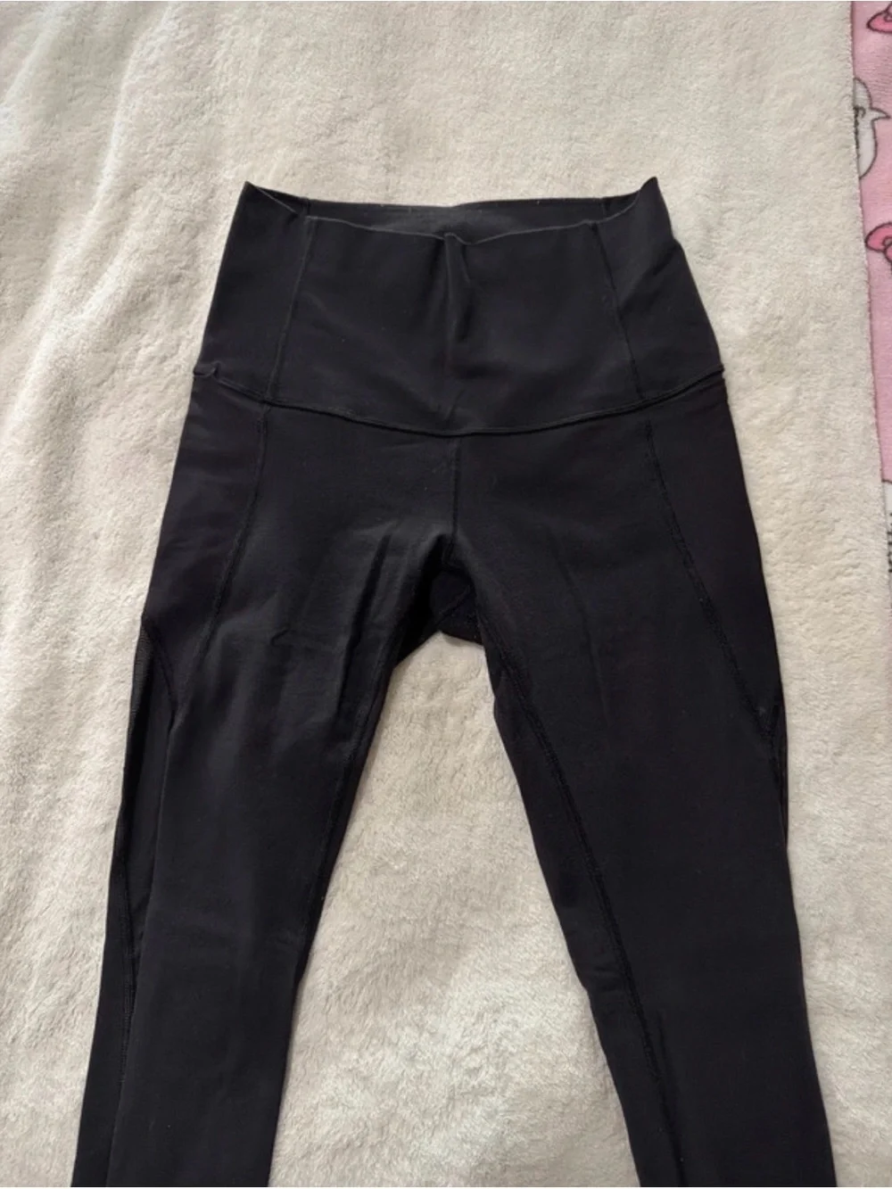 Black Lululemon Leggings with Mesh Detail